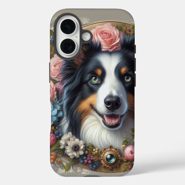 Pink Rose Border Collie iPhone / iPad case (Back)