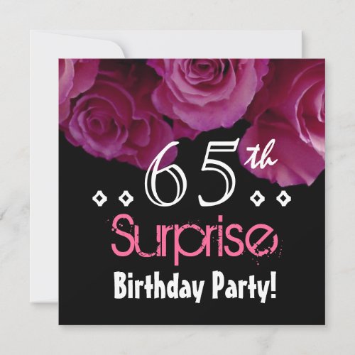 Pink Rose Bouquet 65th Surprise Birthday S001 Personalized Invitation