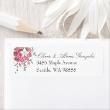 Pink Rose Bouquet Address Labels