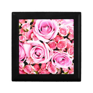 Pink rose bouquet keepsake box