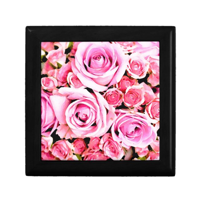 Pink rose bouquet keepsake box (Front)