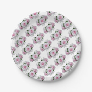 Pink Rose Bouquet Paper Plates