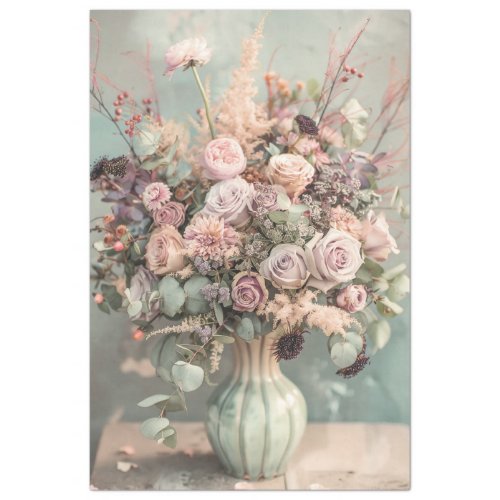 Pink Rose Bouquet Pastel Florals Romantic Tissue Paper