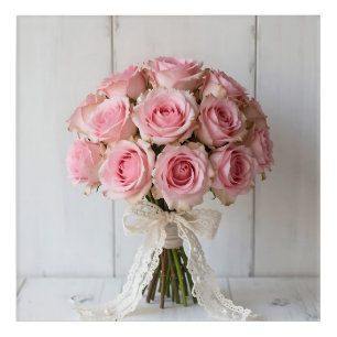 Pink Rose Bouquet Pearl Lace Romantic Acrylic Print