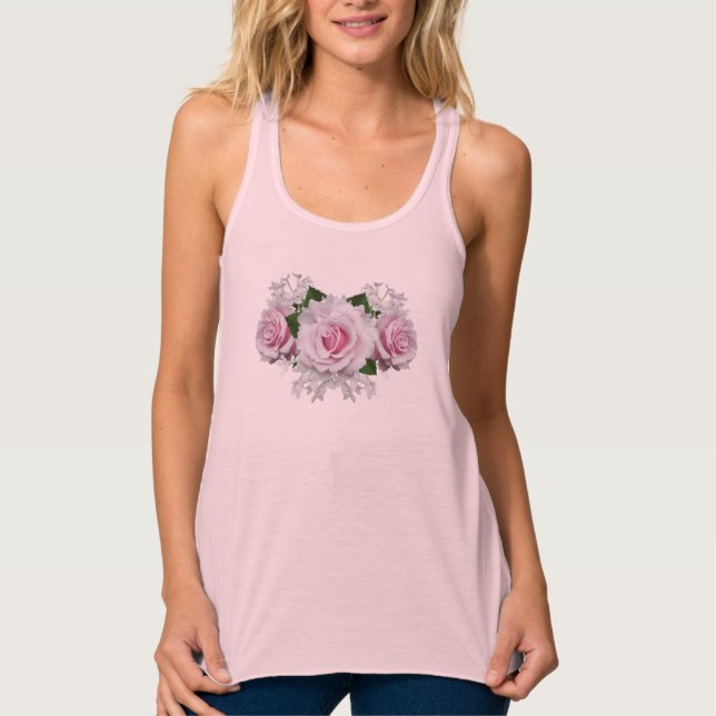 Pink Rose Bouquet Tank Top (Front)