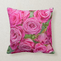 Pink Rose Bouquet Throw Pillow
