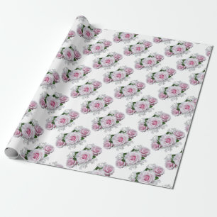 Pink Rose Bouquet Wrapping Paper