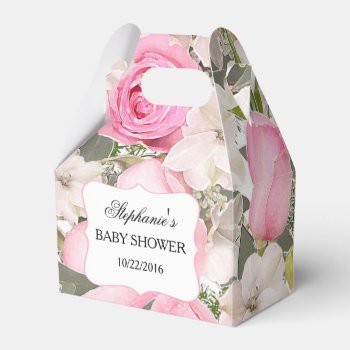 Pink Rose Bouquets Floral Personalized Favor Box by mybabybundles at Zazzle