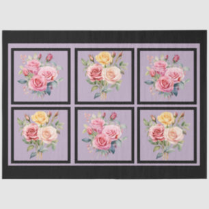 Pink Rose Bouquets Tiled Decoupage Tissue Paper