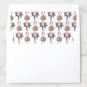 Pink Rose Boutonniere Wedding Bridal Bouquet Envelope Liner