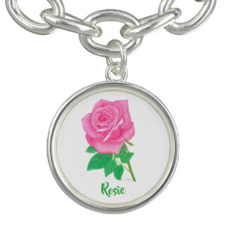 Pink Rose Bracelet Personalized