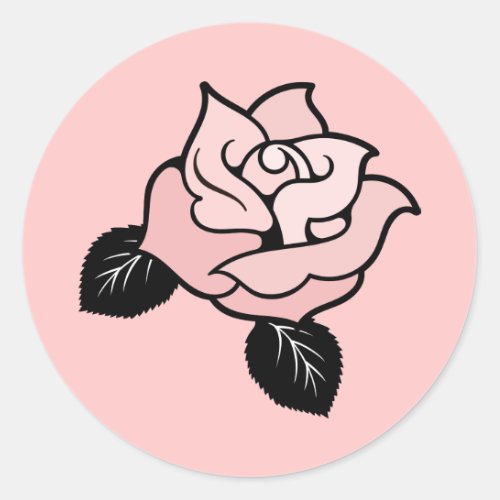 Pink Rose Bridal Shower Favor Sticker