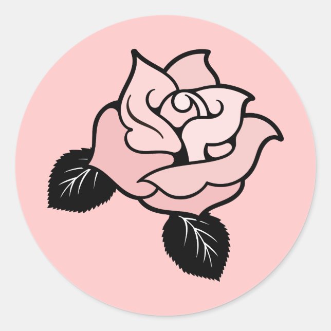 Pink Rose Bridal Shower Favor Sticker (Front)