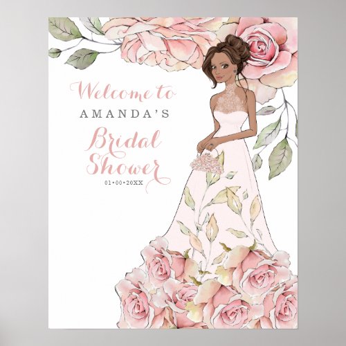 Pink Rose Bride Bridal Shower Welcome  Poster