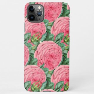 Pink Rose Bud Botanical Design 