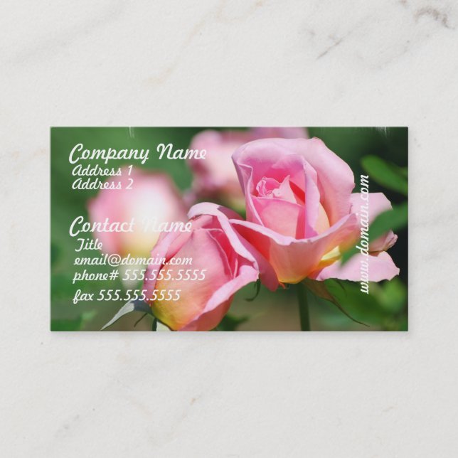 Pink Rose Bud Business Cards (Front)