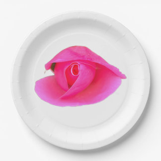 Pink Rose Bud Paper Plates