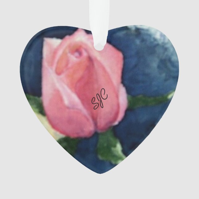 PINK ROSE BUD VALENTINE ORNAMENT (Front)