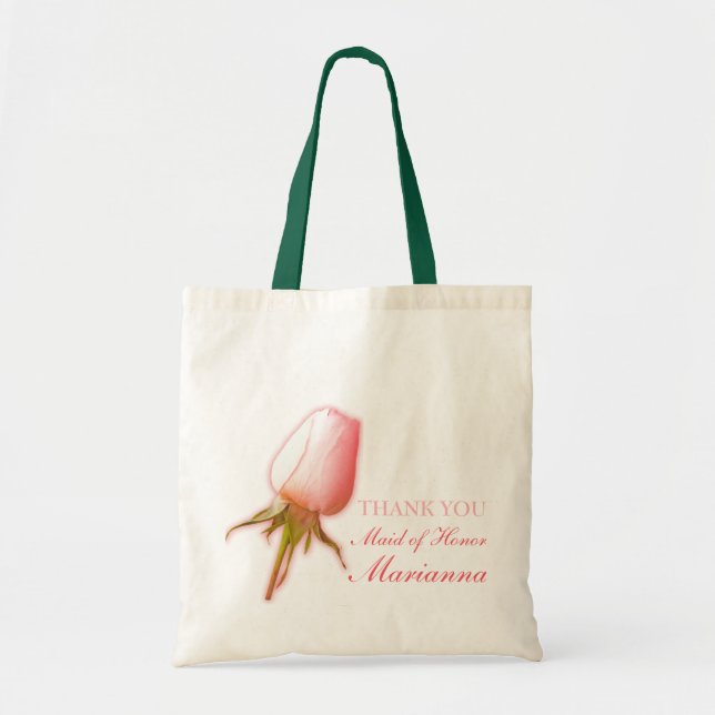 Pink rose bud wedding maid of honor bag (Front)