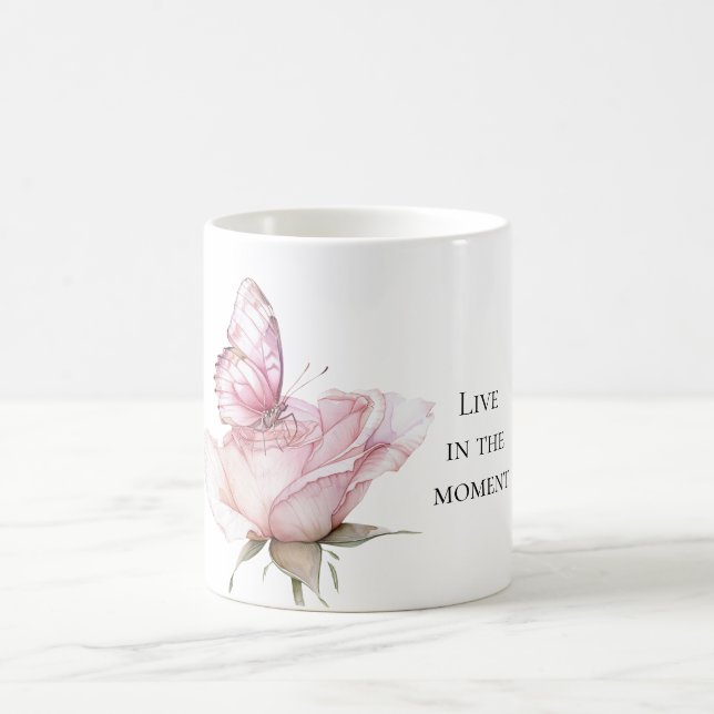 Pink Rose Butterfly Coffee Mug (Center)