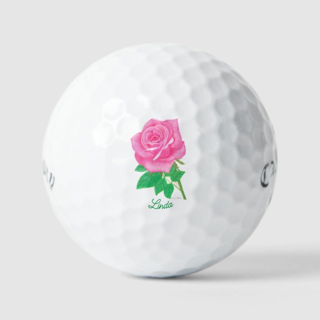 Pink Rose Callaway Supersoft Golf Balls With Text (Front)
