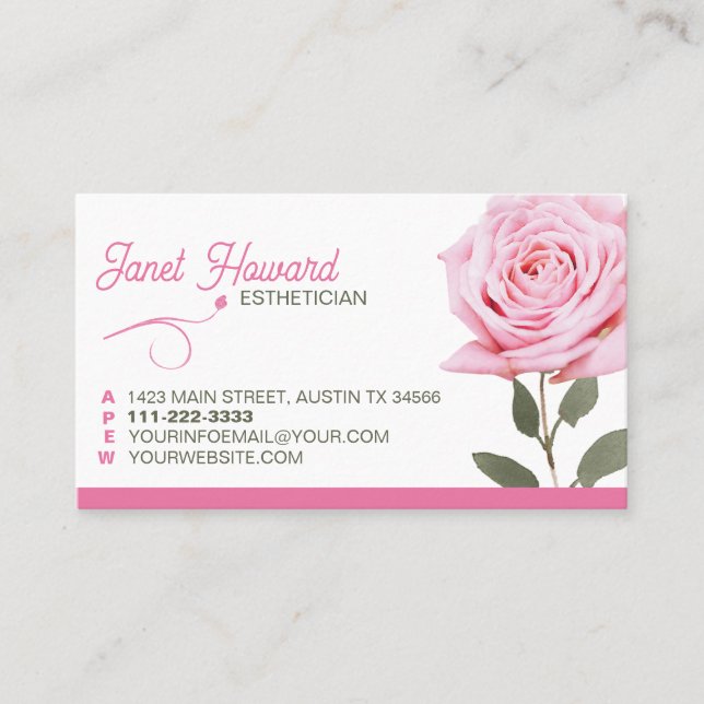 Pink Rose Calling Card (Front)