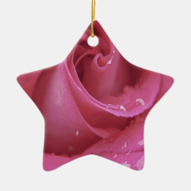 Pink Rose Ceramic Ornament (Front)