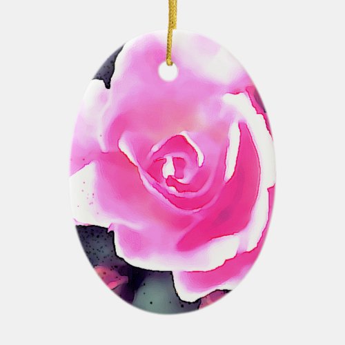 Pink Rose Ceramic Ornament