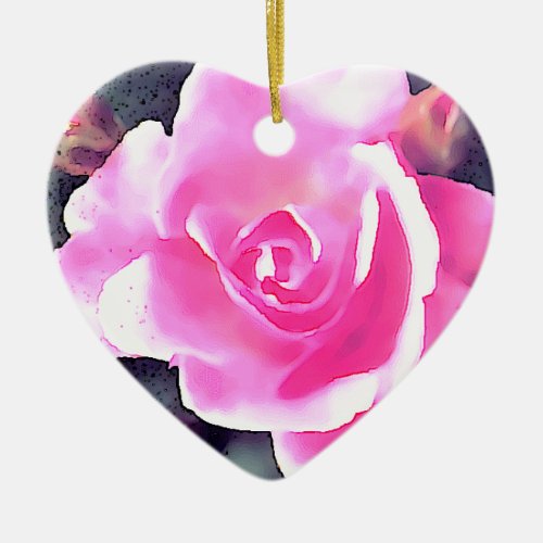 Pink Rose Ceramic Ornament