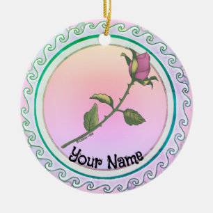 Pink Rose Ceramic Ornament
