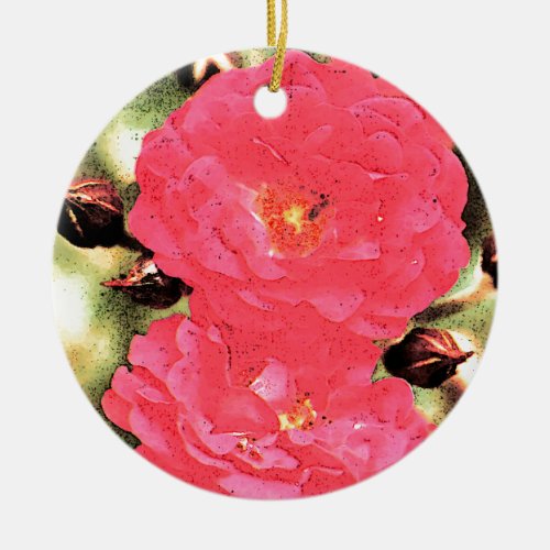 Pink Rose Ceramic Ornament