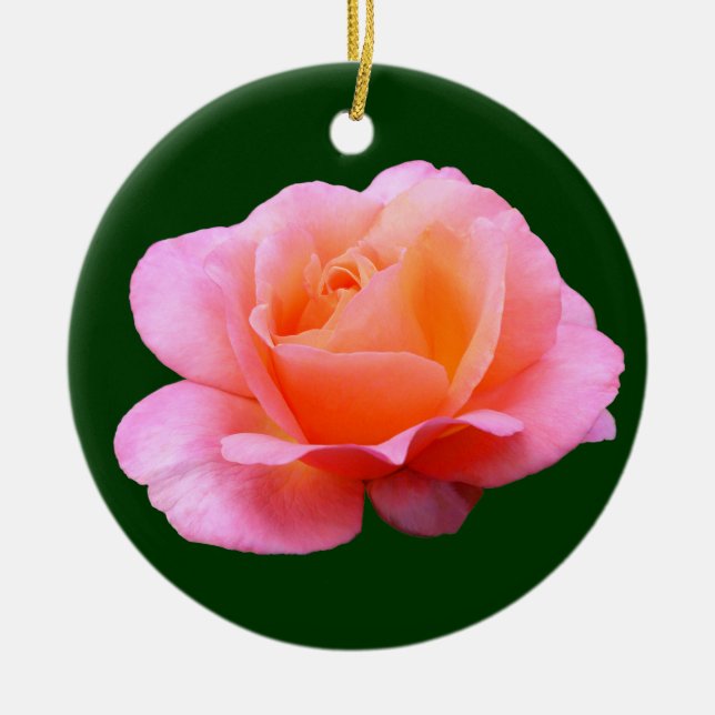 Pink Rose Ceramic Ornament (Front)