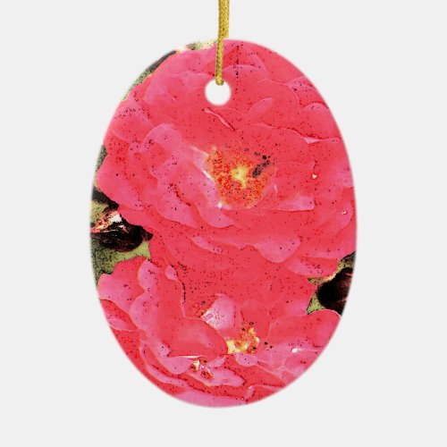 Pink Rose Ceramic Ornament