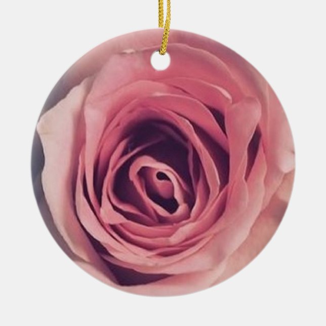 Pink rose ceramic ornament (Front)