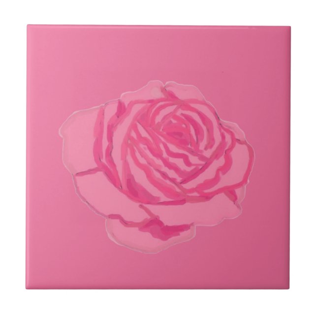 Pink rose ceramic tile (Front)