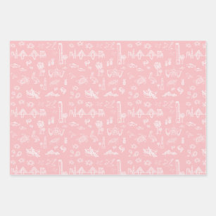 Pink Rose Charleston Toile Wrapping Paper