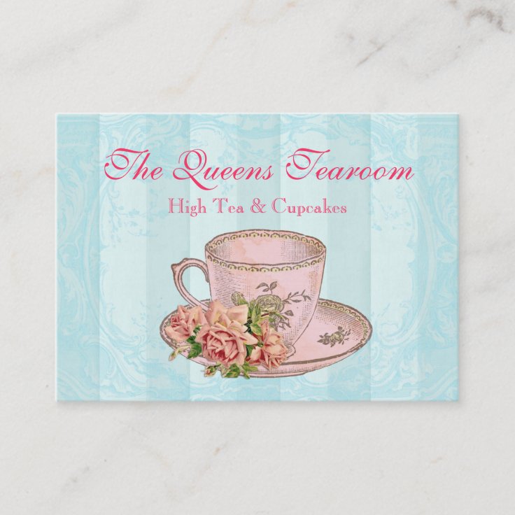 Pink Rose China Teacup Business Card Zazzle