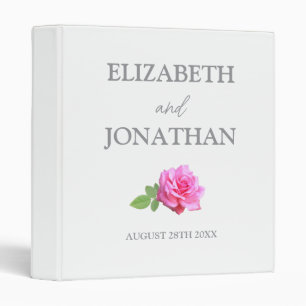 Pink Rose Classic Minimalist Wedding Album 3 Ring Binder