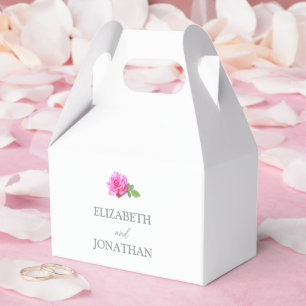 Pink Rose Classic Minimalist Wedding Favor Boxes
