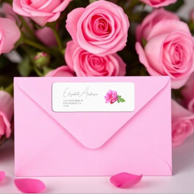 Pink Rose Classic Minimalist Wedding Label (Creator Uploaded)