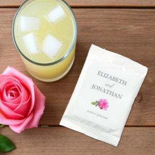 Pink Rose Classic Minimalist Wedding Lemonade Drink Mix