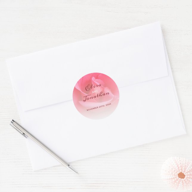 Pink Rose Classic Round Sticker (Envelope)