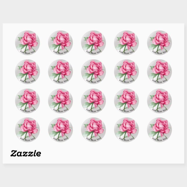 Pink Rose  Classic Round Sticker (Sheet)