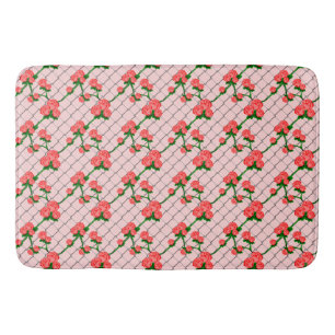 Pink Rose Climbing Chain Link Fence Seamless Patte Bathroom Mat