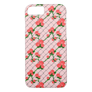 Pink Rose Climbing Chain Link Fence Seamless Patte iPhone 8/7 Case