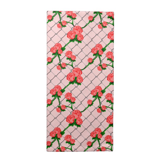 Pink Rose Climbing Chain Link Fence Seamless Patte Cloth Napkin (Half Fold)