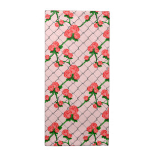 Pink Rose Climbing Chain Link Fence Seamless Patte Cloth Napkin