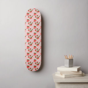 Pink Rose Climbing Chain Link Fence Seamless Patte Skateboard Deck