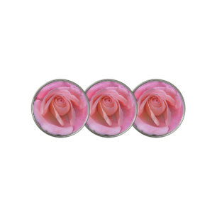 Pink rose closeup golf ball marker
