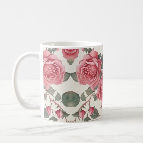 Pink rose coffee mug